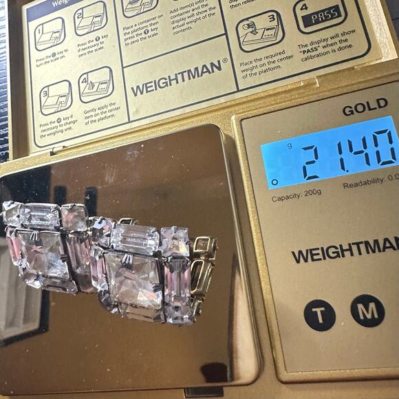 1940s 1950s vintage 925 sterling silver large clear rhinestones clip on earrings - Picture 8 of 8